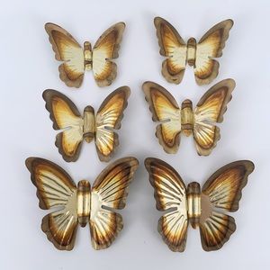 Vintage Copper Metal Wall Butterflies Set of 6